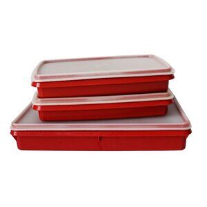 3 Vintage Tupperware Lunch Meat Deli Keeper Paprika, with LIDS